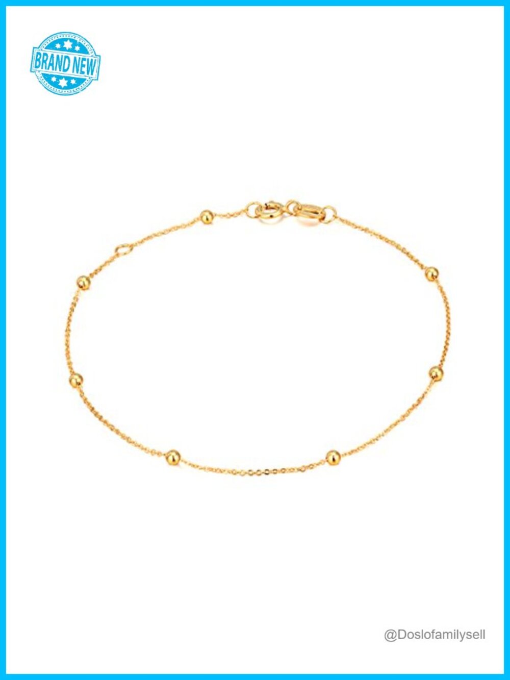 14K 18K Solid Gold Thin Chain Bracelet for Women Real Gold Bead Link